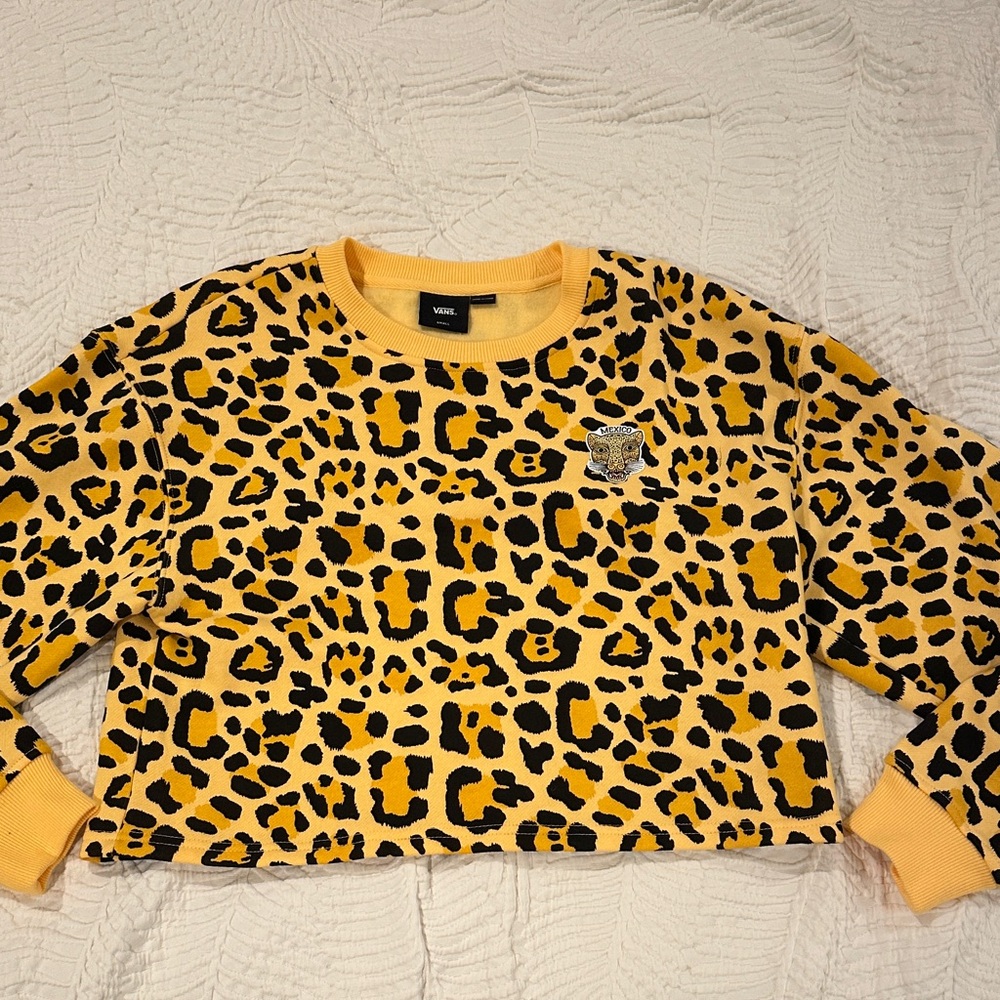 Vans Yellow and Black Leopard Print Cropped Top